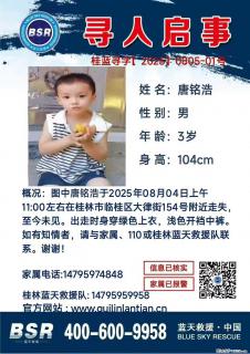 【寻人启事】图中唐铭浩于2025年08月04日上午11:00左右在桂林市临桂区大律街154号附近走失 - 邯郸28生活网 hd.28life.com